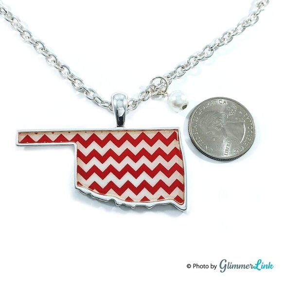 NWT Icon Collection Oklahoma Chevron Map Necklace - Picture 7 of 11